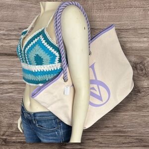 NEW Victoria's Secret Cream and Purple Tote Bag